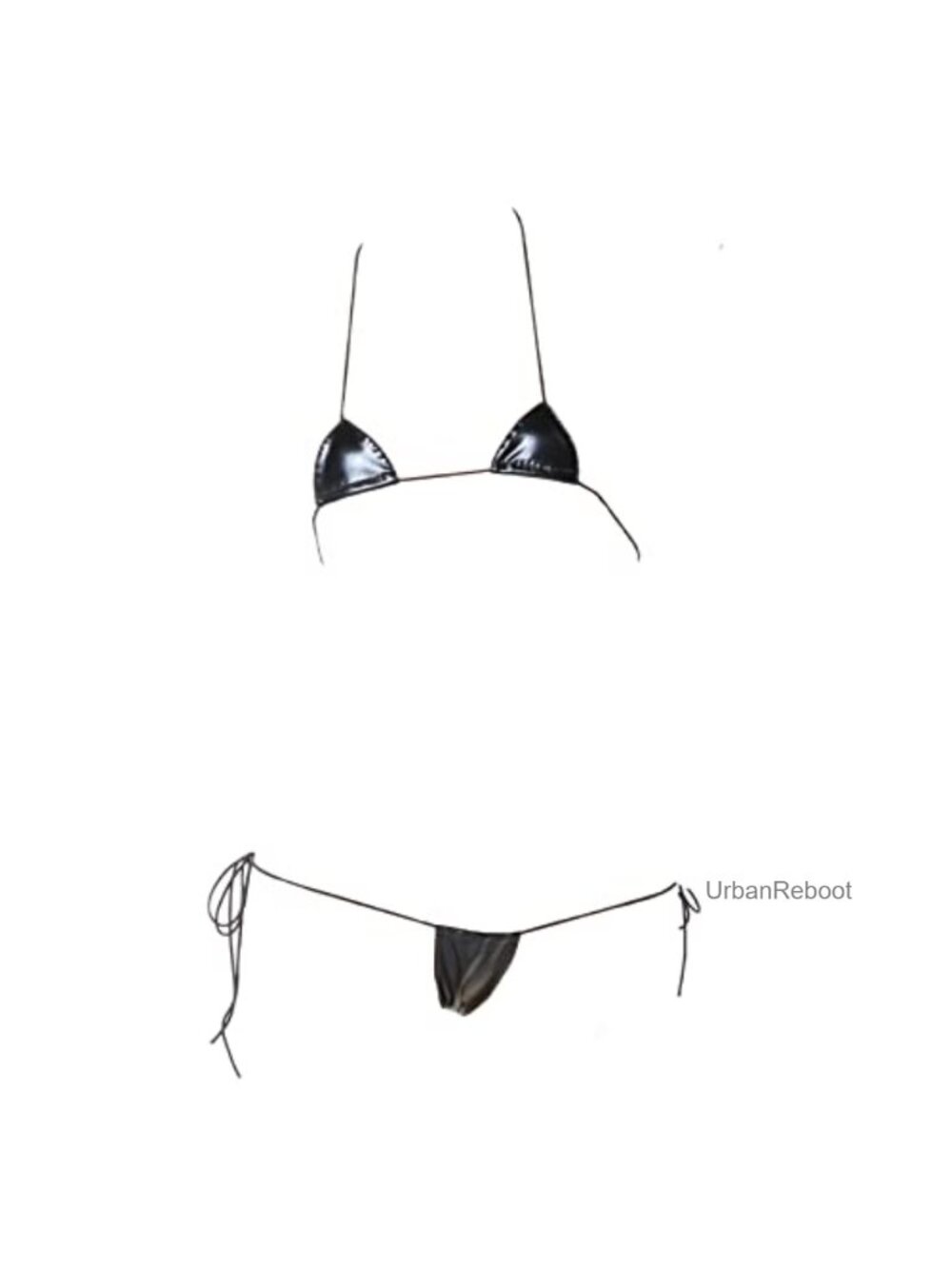 Leather-Look Micro Bikini Set Anime Cosplay Lingerie Thong Swimsuit